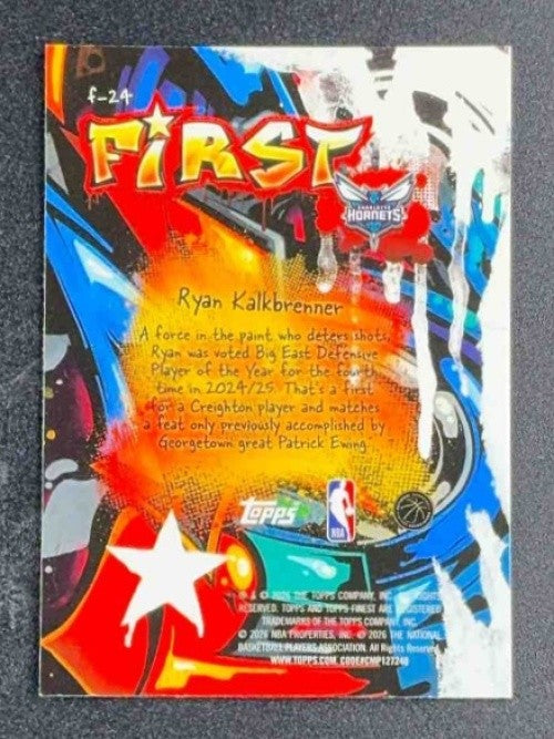 2025 Topps Finest Ryan Kalkbrenner #F-24 First Sky Blue Refractor /150 RC