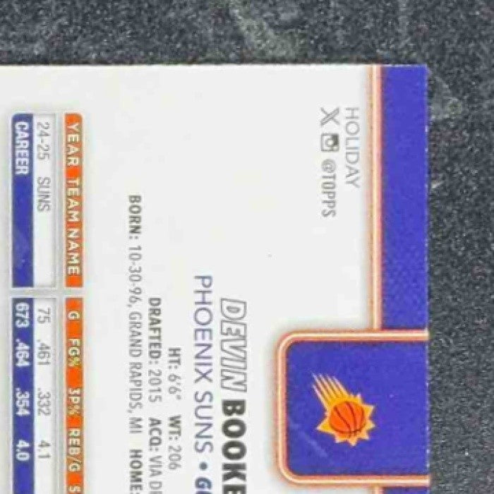 DEVIN BOOKER 2025-26 TOPPS HOLIDAY #H124 BLUE METALLIC GLITTER SUNS