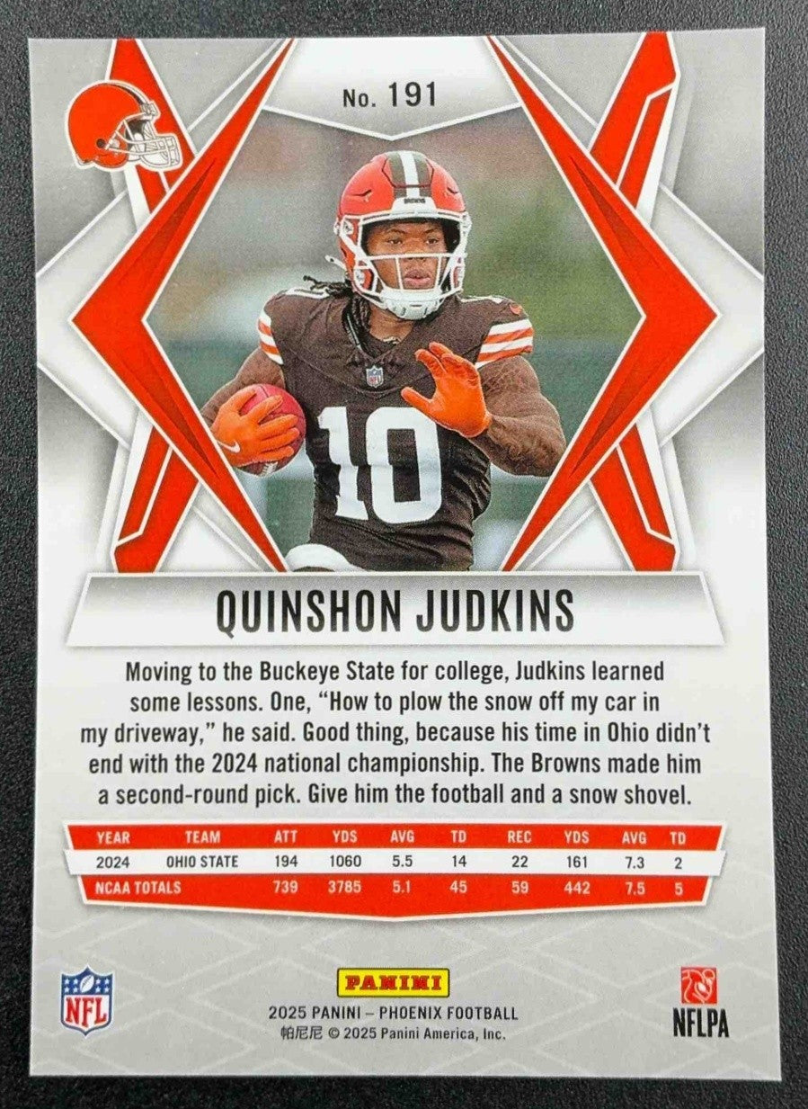 QUINSHON JUDKINS 2025 PANINI PHOENIX #191 SILVER RC BROWNS