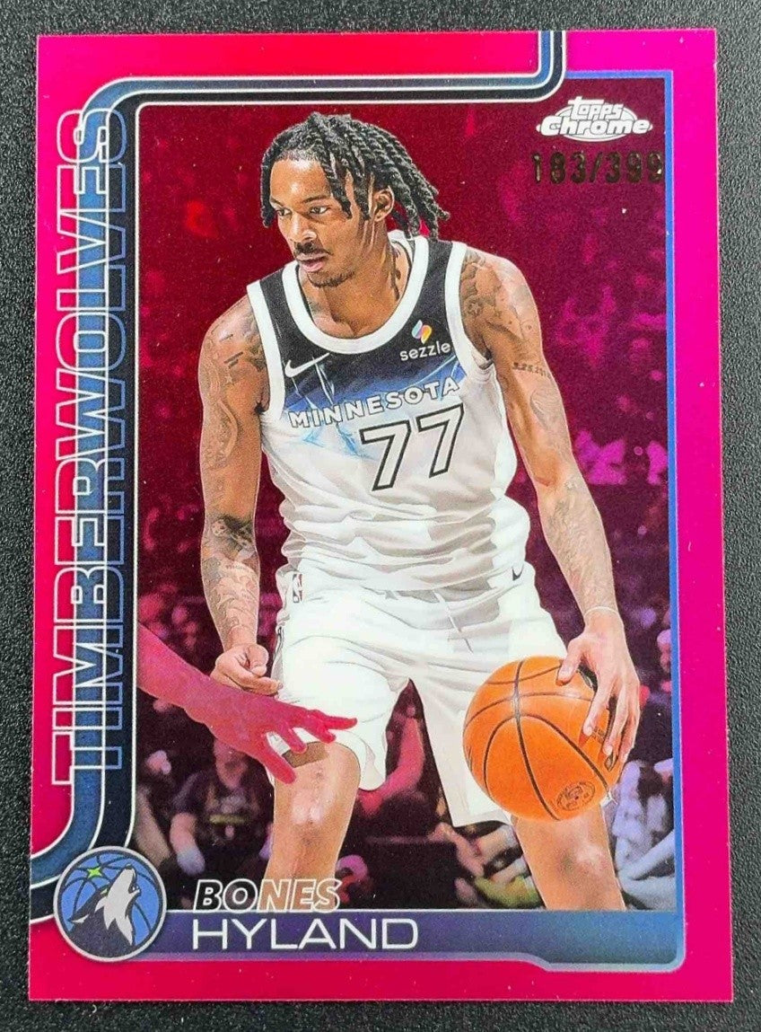 BONES HYLAND 2025-26 TOPPS CHROME #90 MAGENTA REFRACTOR 183/399 TIMBERWOLVES