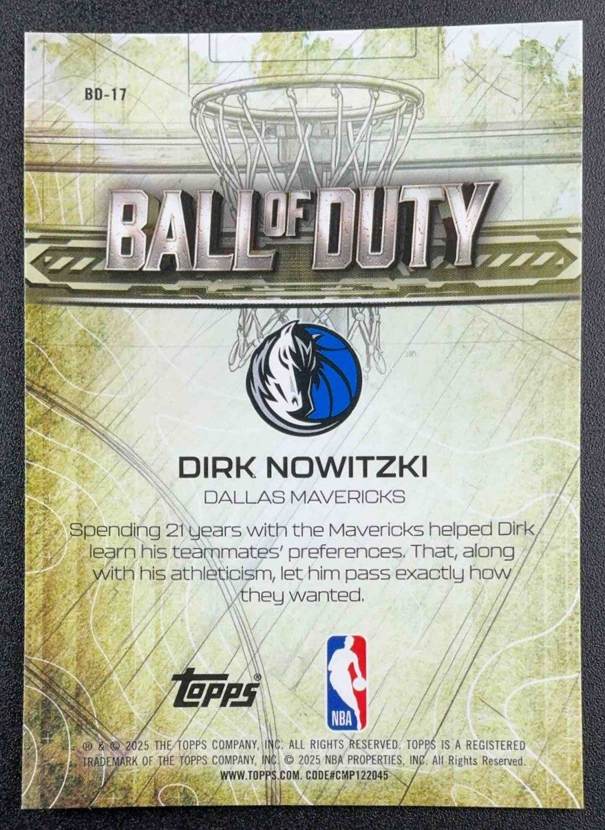DIRK NOWITZKI 2025-26 TOPPS CHROME #BD-17 BALL OF DUTY MAVERICKS