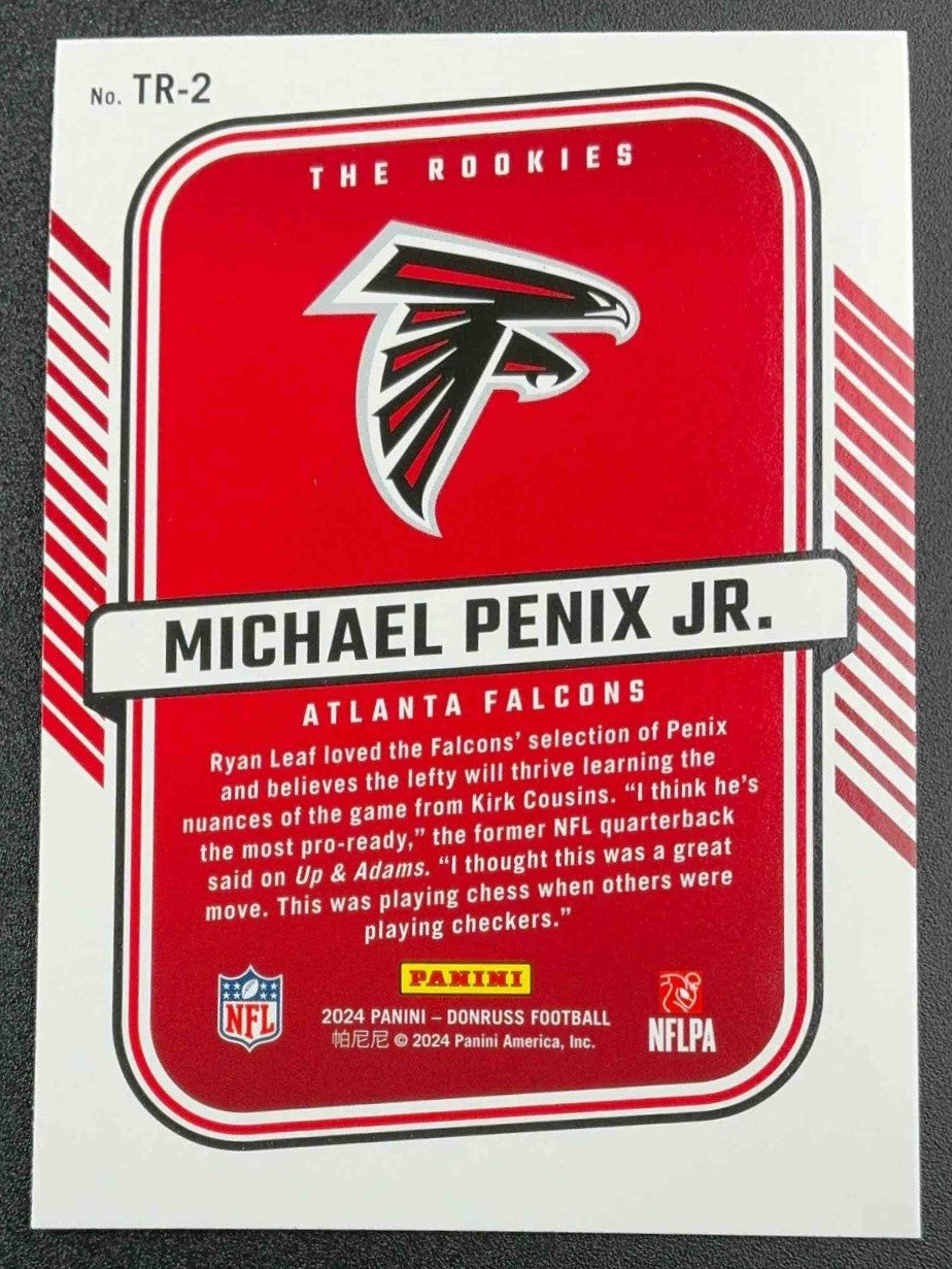 MICHAEL PENIX JR. 2024 PANINI DONRUSS #TR-2 THE ROOKIES RC FALCONS