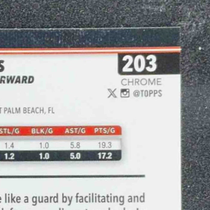 SCOTTIE BARNES 2025-26 TOPPS CHROME #203 BASKETBALL REFRACTOR RAPTORS