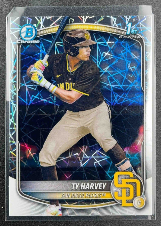 TY HARVEY 2025 BOWMAN DRAFT #BDC-58 CHROME LASER REFRACTOR 1ST PADRES