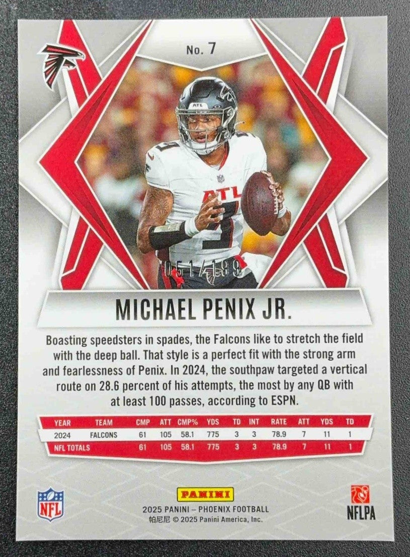 MICHAEL PENIX JR. 2025 PANINI PHOENIX #7 WAVE /199 FALCONS