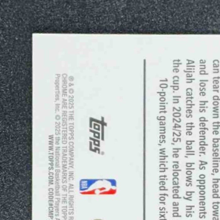 ALIJAH MARTIN 2025-26 TOPPS CHROME #290 BASKETBALL REFRACTOR RC RAPTORS