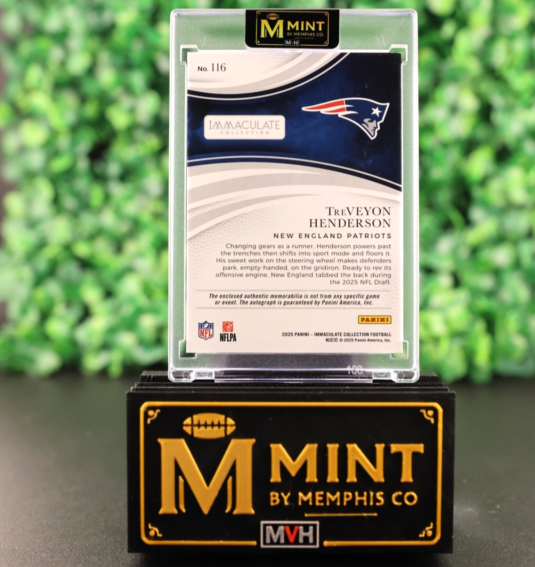 TREVEYON HENDERSON 2025 IMMACULATE ROOKIE PATCH ON CARD AUTO RC SP /99 RPA