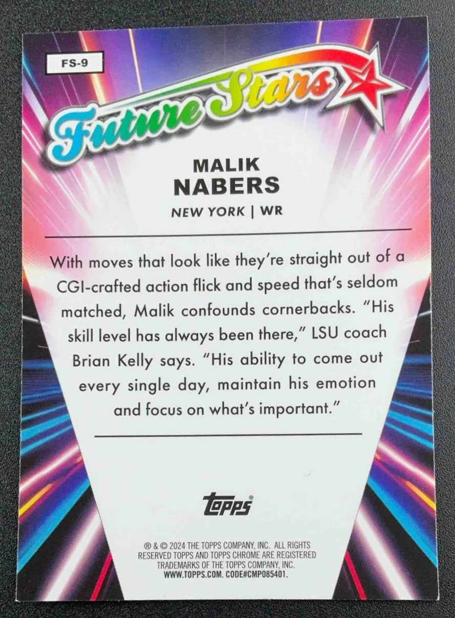 MALIK NABERS 2024 TOPPS CHROME #FS-9 FUTURE STARS RC GIANTS
