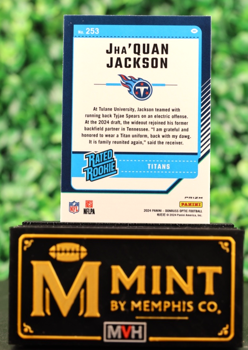 JHA'QUAN JACKSON 2024 OPTIC #253 100 EMOJI SP TITANS RC