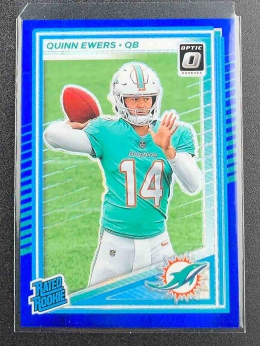 2025 Panini Donruss Optic Quinn Ewers #213 Rated Rookie Blue Hyper Prizm
