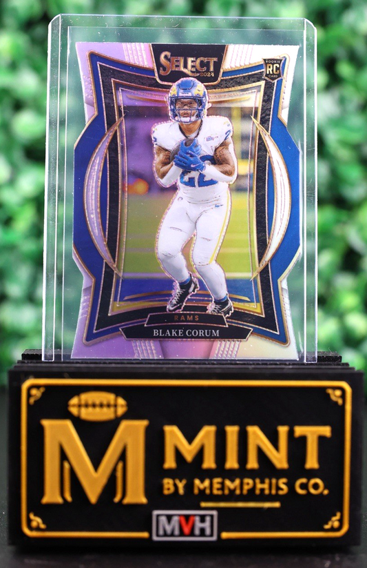 BLAKE CORUM 2024 PANINI SELECT CONCOURSE #9 SILVER PRIZM DIE CUT RC RAMS