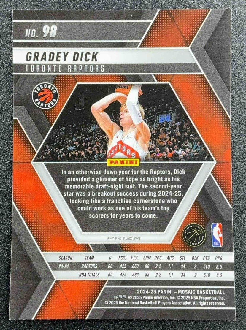GRADEY DICK 2024-25 PANINI MOSAIC #98 INTERNATIONAL MOSAIC RAPTORS