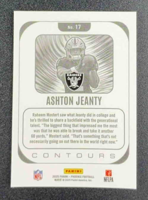 ASHTON JEANTY 2025 PANINI PHOENIX #17 CONTOURS RC RAIDERS