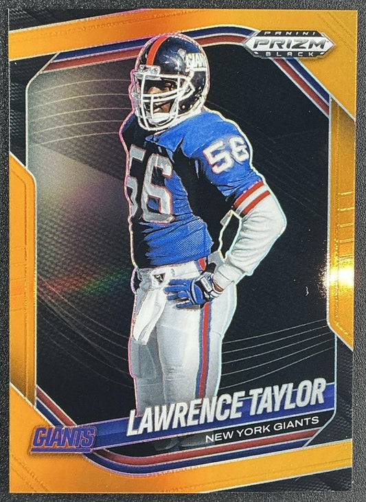 LAWRENCE TAYLOR 2025 PANINI PRIZM BLACK #100 ORANGE 5/49 GIANTS