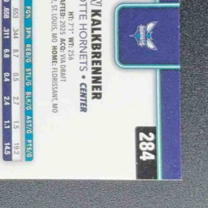 RYAN KALKBRENNER 2025-26 TOPPS CHROME #284 X-FRACTOR RC HORNETS