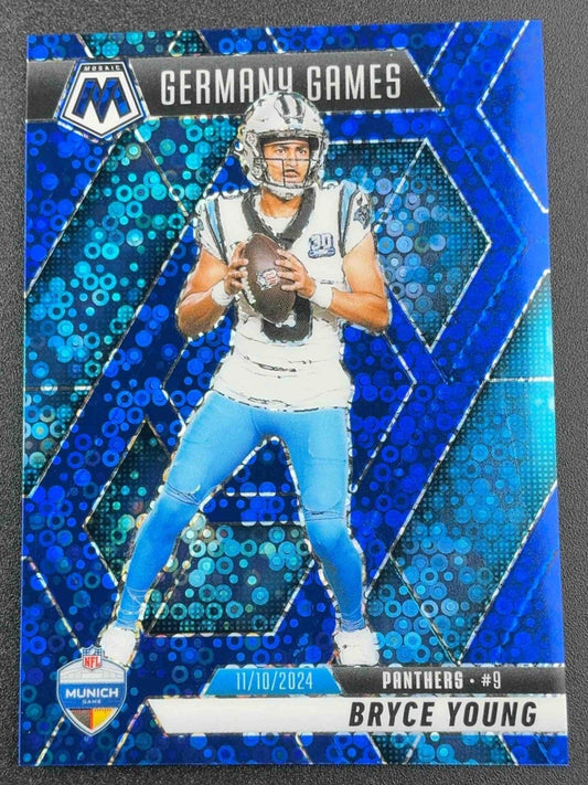 2025 Panini Mosaic Bryce Young #269 International Games No Huddle Blue Prizm /99
