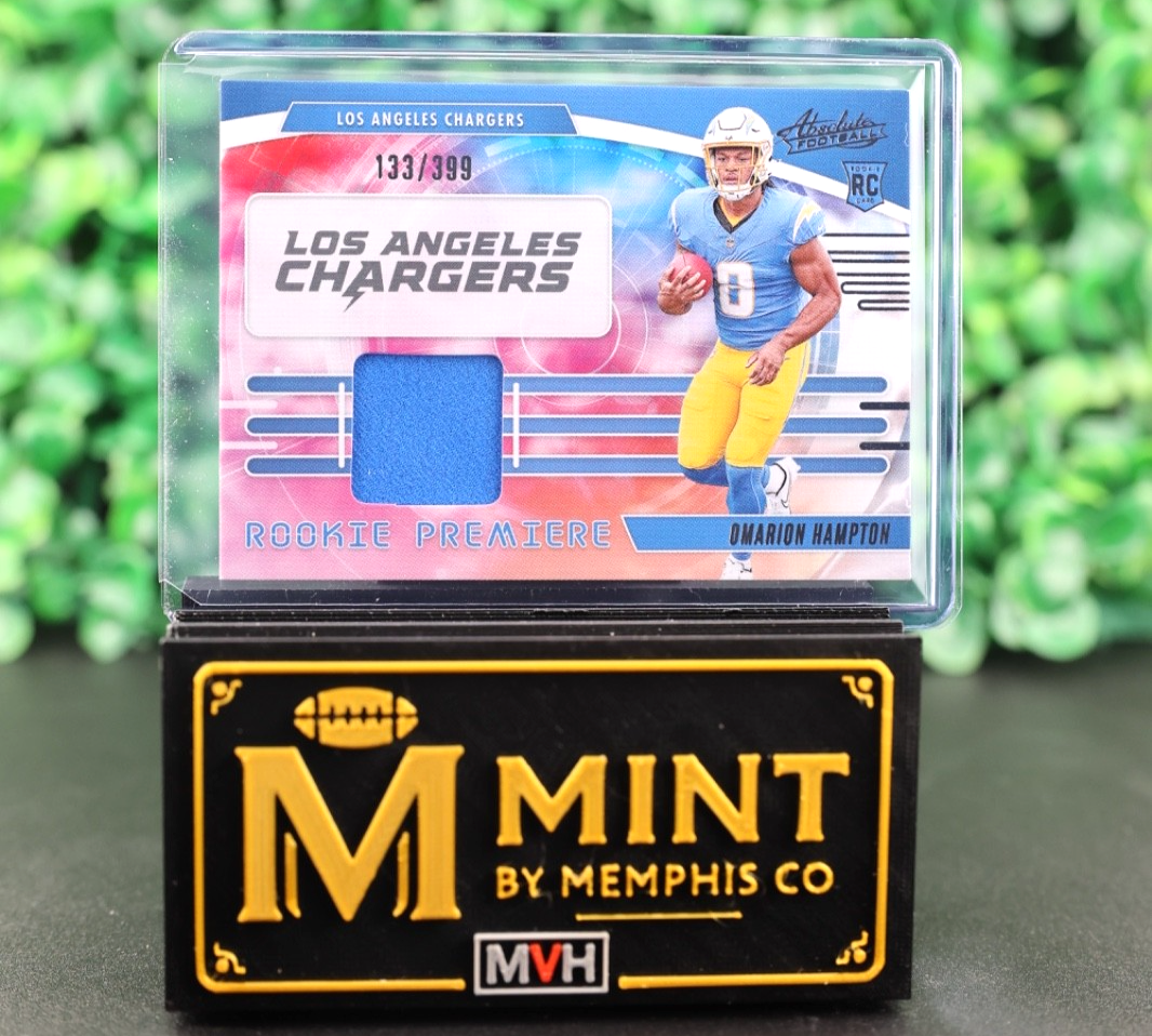 OMARION HAMPTON2025 PANINI ABSOLUTE ROOKIE PREMIERE PATCH RC /399 CHARGERS