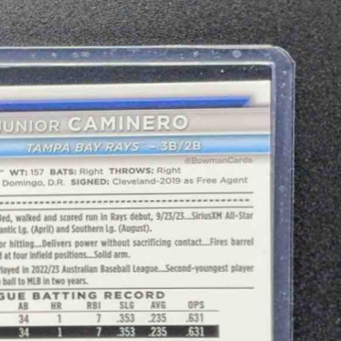 JUNIOR CAMINERO 2024 BOWMAN MEGA BOX #20 MOJO REFRACTOR RAYS