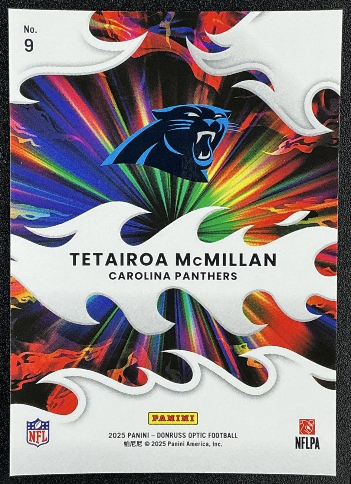 TETAIROA MCMILLAN 2025 PANINI DONRUSS OPTIC #9 LIGHT IT UP RC PANTHERS
