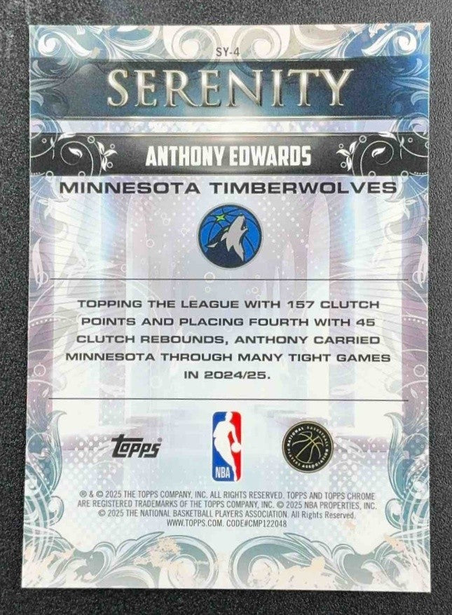 ANTHONY EDWARDS 2025-26 TOPPS CHROME #SY-4 SERENITY TIMBERWOLVES