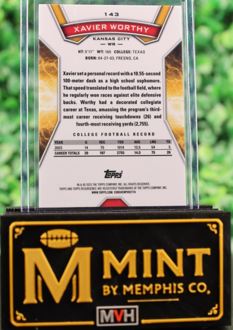 XAVIER WORTHY 2024 TOPPS RESURGENCE /15 LIME GREEN POWER SURGE RC SSP CHIEFS