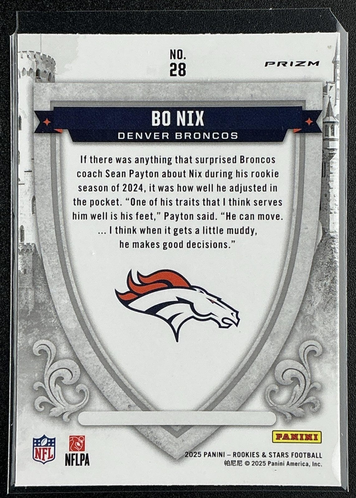 BO NIX 2025 PANINI ROOKIES & STARS #28 CRUSADE SILVER BRONCOS