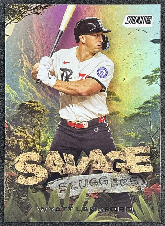 WYATT LANGFORD 2025 TOPPS STADIUM CLUB #SS-2 SAVAGE SLUGGERS RANGERS