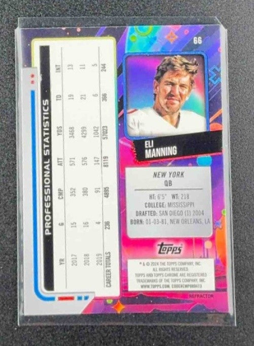 ELI MANNING 2024 TOPPS COSMIC CHROME #66 REFRACTOR GIANTS