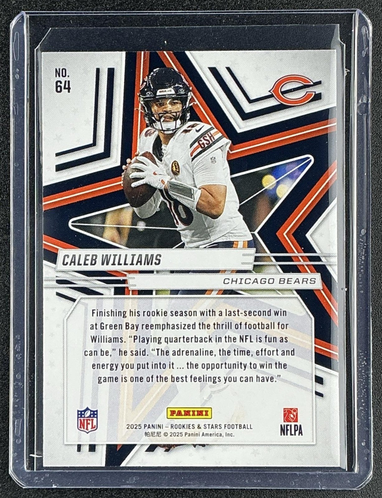 CALEB WILLIAMS 2025 PANINI ROOKIES & STARS #64 RED SSP /49 BEARS