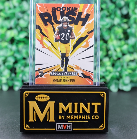 KALEB JOHNSON 2025 PANINI ROOKIES & STARS ROOKIE RUSH #7 RC