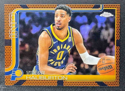 TYRESE HALIBURTON 2025-26 TOPPS CHROME #3 BASKETBALL REFRACTOR PACERS