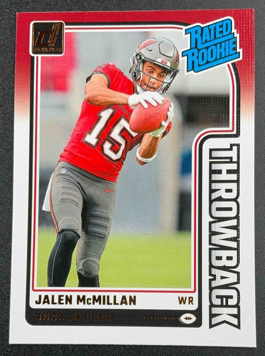 JALEN MCMILLAN 2024 PANINI DONRUSS #5 RATED ROOKIE THROWBACK BUCCANEERS