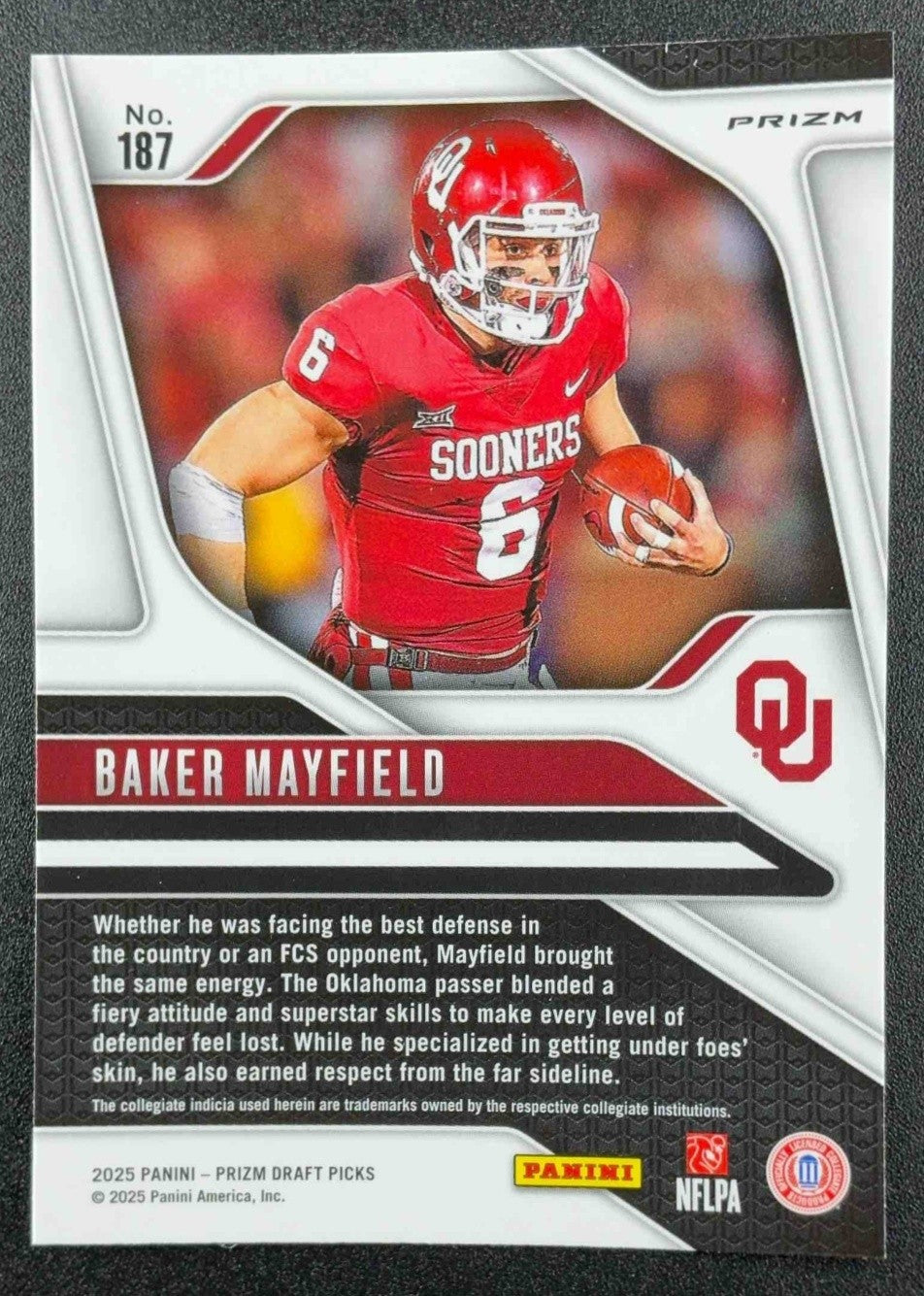 BAKER MAYFIELD 2025 PANINI PRIZM DRAFT PICKS #187 RED ICE SOONERS