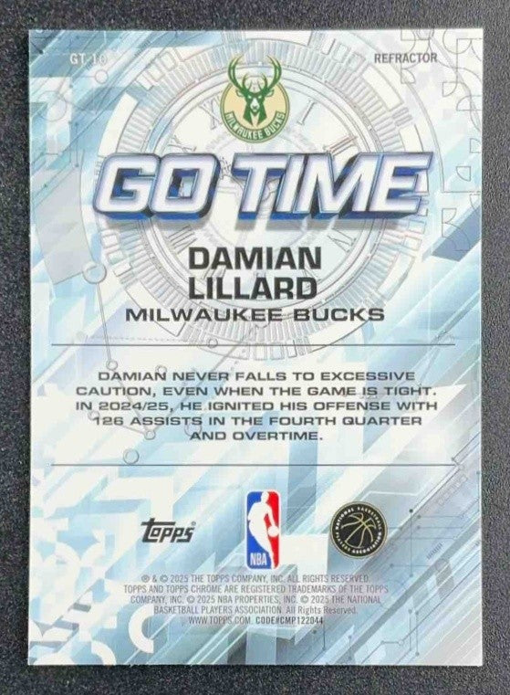 DAMIAN LILLARD 2025-26 TOPPS CHROME #GT-10 GO TIME REFRACTOR BUCKS