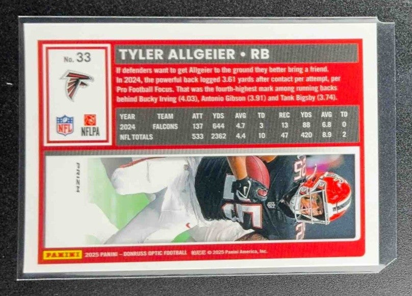 TYLER ALLGEIER 2025 PANINI DONRUSS OPTIC #33 ROCKET PRIZM FALCONS