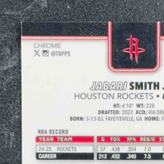 JABARI SMITH JR. 2025-26 TOPPS CHROME #62 RAYWAVE AQUA REFRACTOR 67/199 ROCKETS
