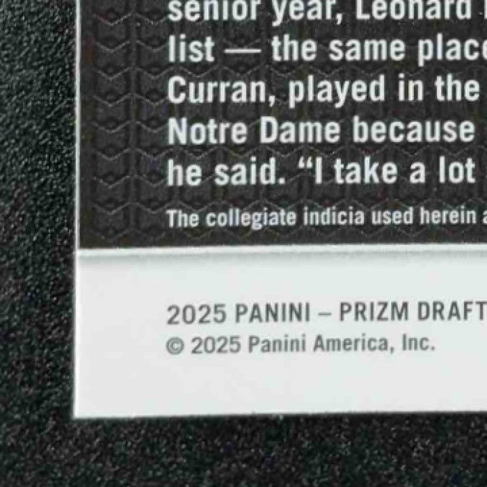 RILEY LEONARD 2025 PANINI PRIZM DRAFT PICKS #76 RED ICE RC FIGHTING IRISH