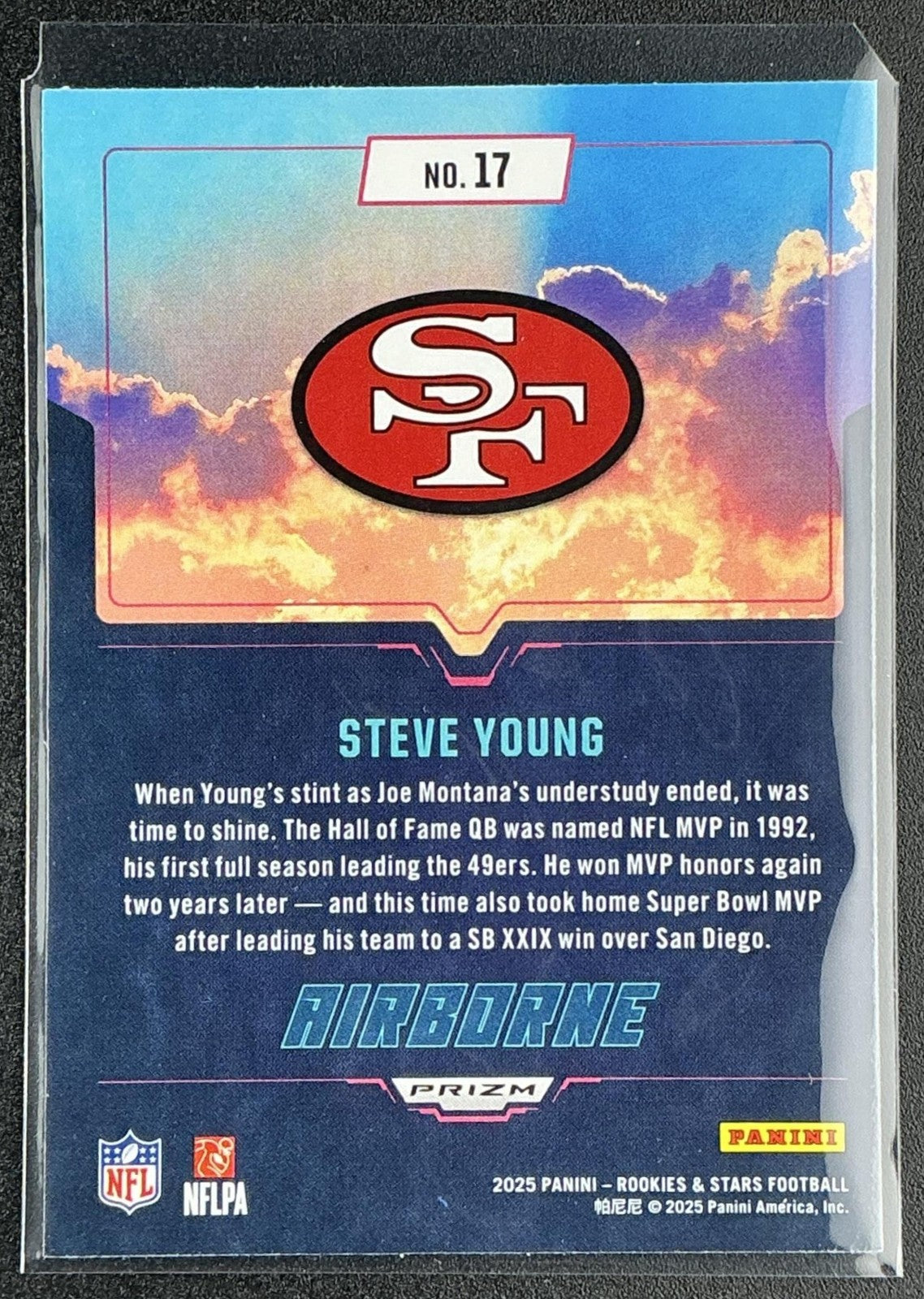 STEVE YOUNG 2025 PANINI ROOKIES & STARS #17 AIRBORNE SILVER 49ERS