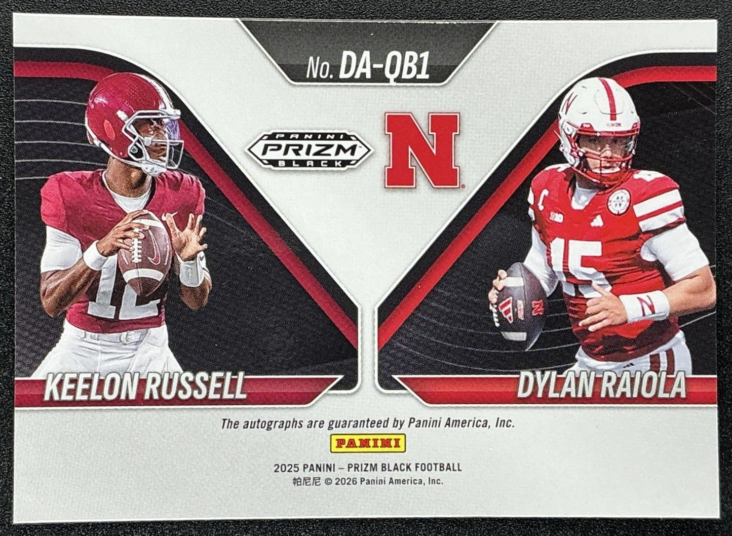 DYLAN RAIOLA KEELON RUSSELL 2025 PANINI PRIZM BLACK #16 DUAL AUTO