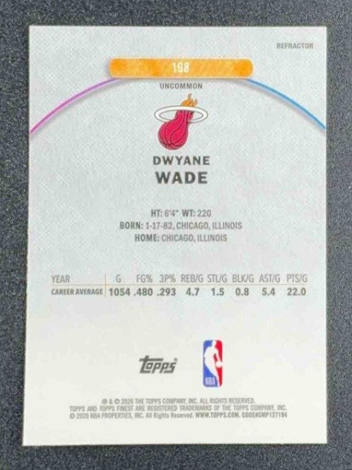 DWYANE WADE 2025-26 TOPPS FINEST #198 UNCOMMON REFRACTOR HEAT