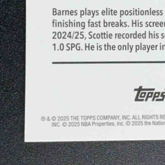 SCOTTIE BARNES 2025-26 TOPPS CHROME #203 BASKETBALL REFRACTOR RAPTORS
