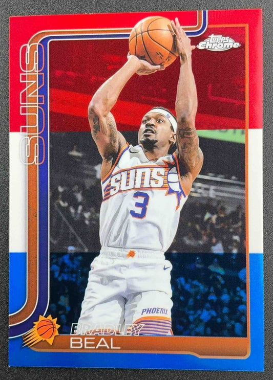 BRADLEY BEAL 2025-26 TOPPS CHROME #194 RED, WHITE & BLUE REFRACTOR SUNS
