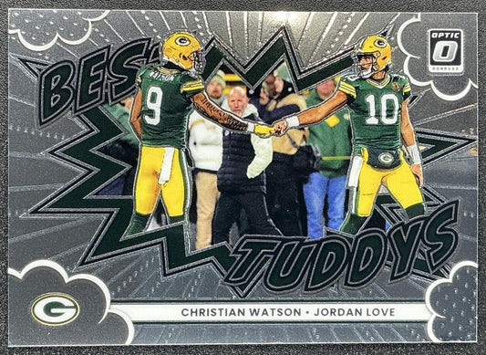 CHRISTIAN WATSON JORDAN LOVE 2025 PANINI DONRUSS OPTIC #14 BEST TUDDYS PACKERS