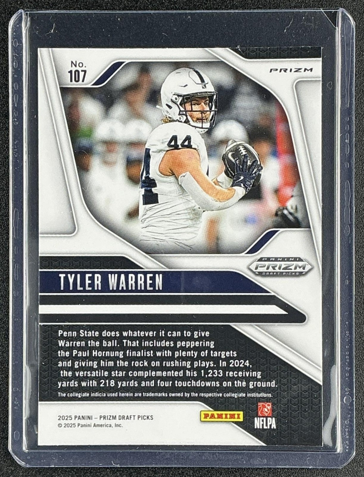 TYLER WARREN 2025 PANINI PRIZM DRAFT PICKS #107 SILVER RC NITTANY LIONS