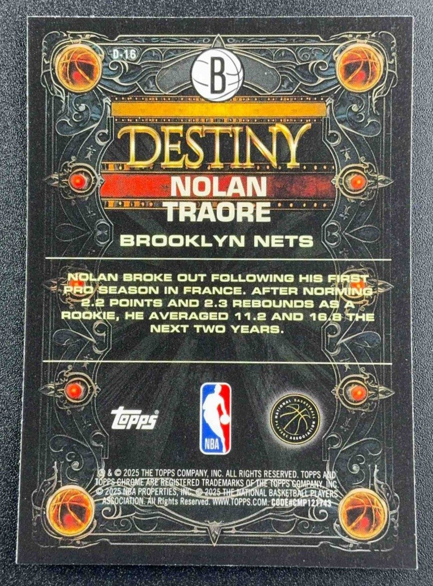 NOLAN TRAORE 2025 TOPPS CHROME #D-16 DESTINY RC NETS