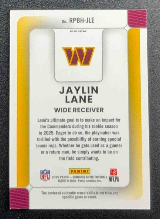 2025 Panini Donruss Optic Jaylin Lane Rookie Phenoms Blue Hyper Prizm RC