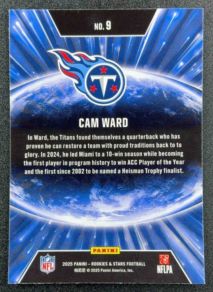 CAM WARD 2025 PANINI ROOKIES & STARS #9 STELLAR SILVER RC TITANS
