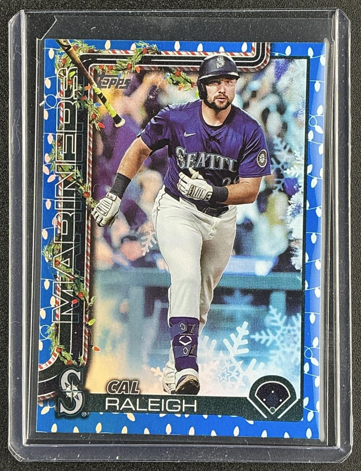CAL RALEIGH 2025 TOPPS HOLIDAY #H54 BLUE METALLIC LIGHTS MARINERS