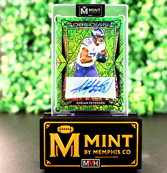 ADRIAN PETERSON 2024 MOSAIC INTERNATIONAL AUTO JADE 6/6 BOOKEND SSP VIKINGS