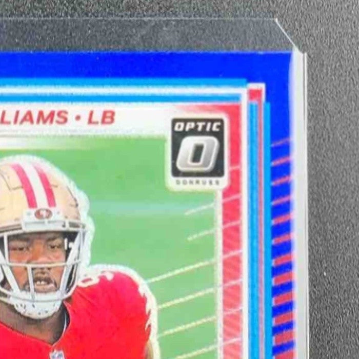 2025 Panini Donruss Optic Mykel Williams #210 Rated Rookie Blue Hyper Prizm